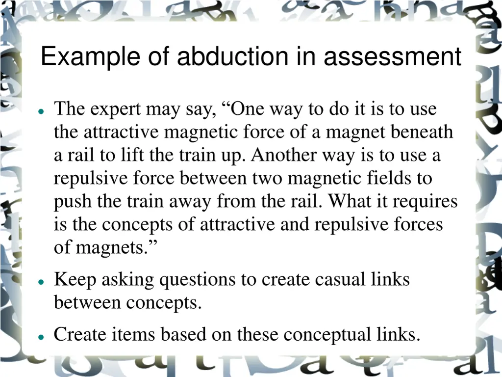 example of abduction in assessment 2