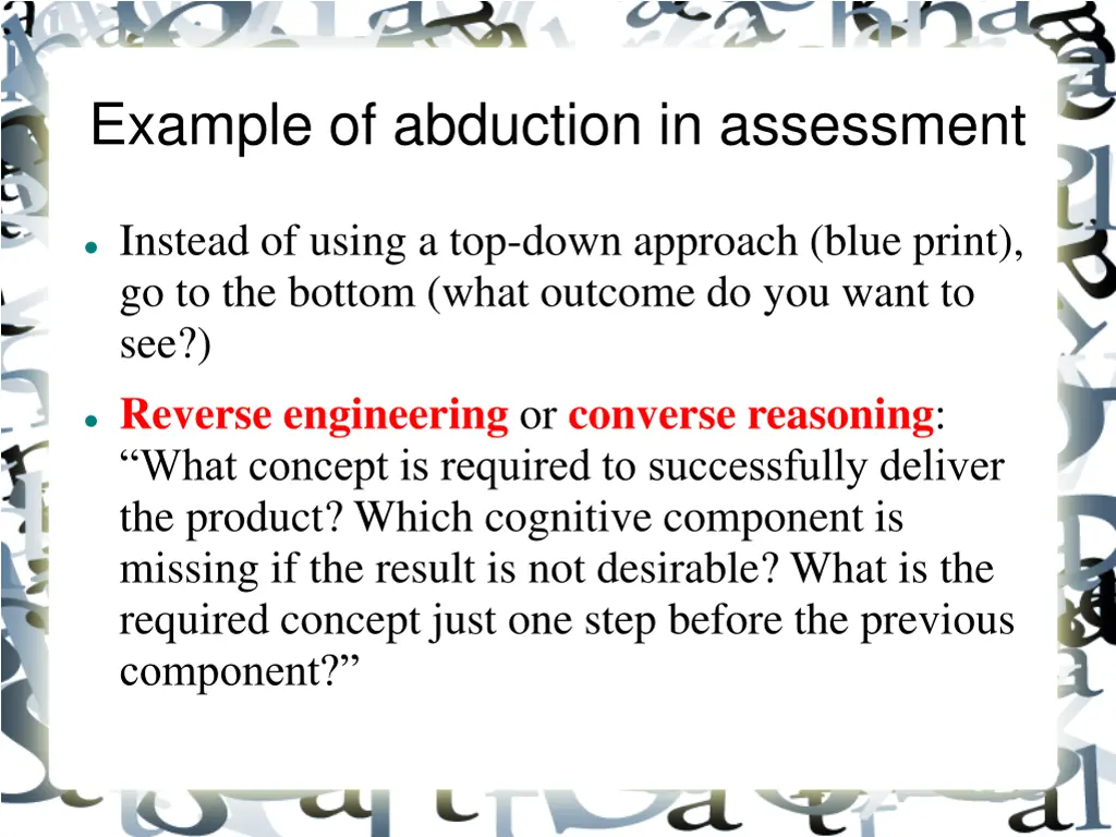 example of abduction in assessment