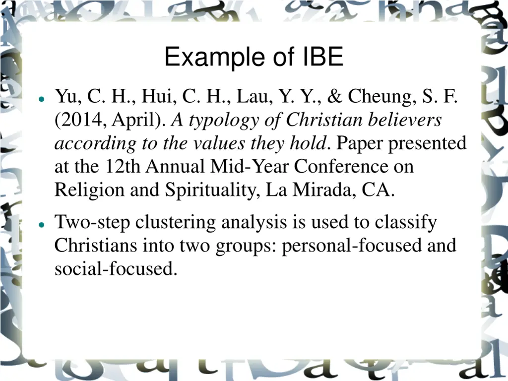 example of ibe