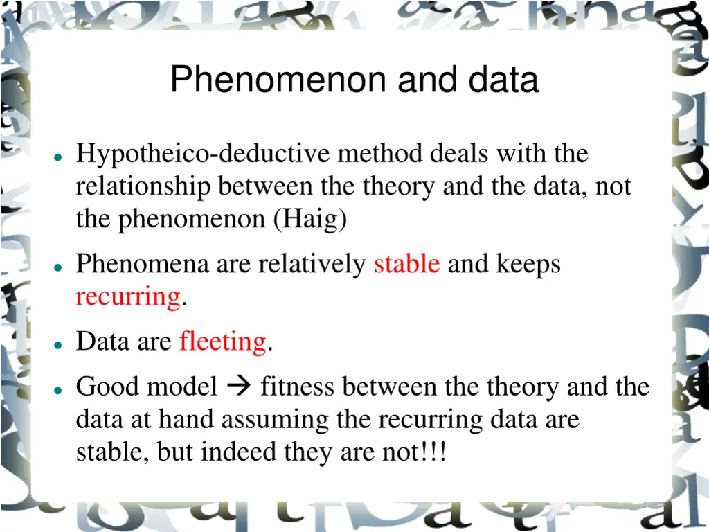 phenomenon and data