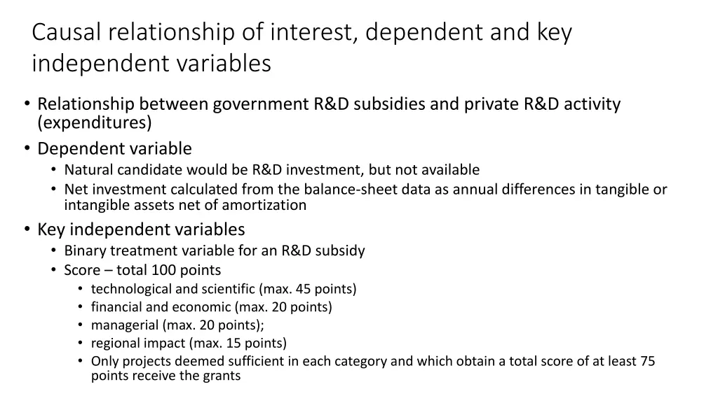 causal relationship of interest dependent