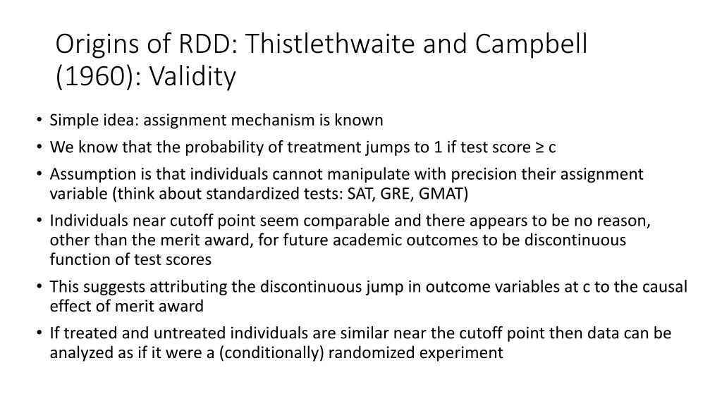 origins of rdd thistlethwaite and campbell 1960 1