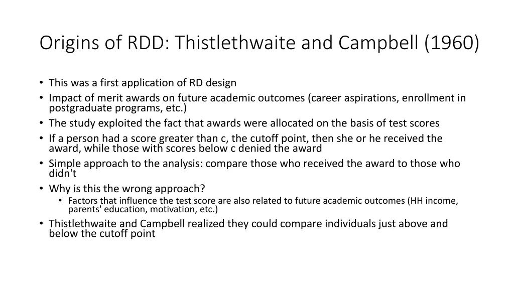 origins of rdd thistlethwaite and campbell 1960