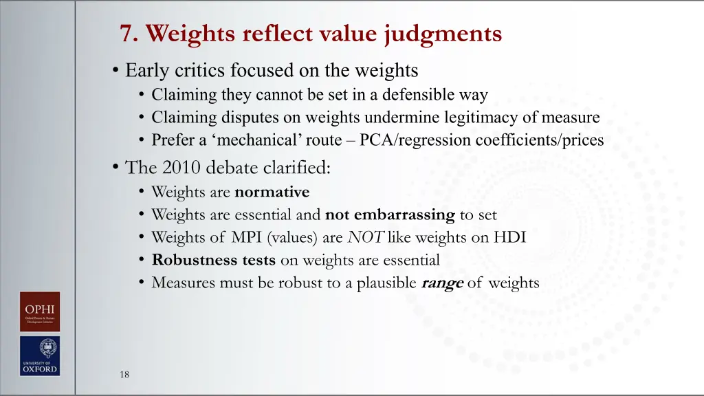 7 weights reflect value judgments early critics