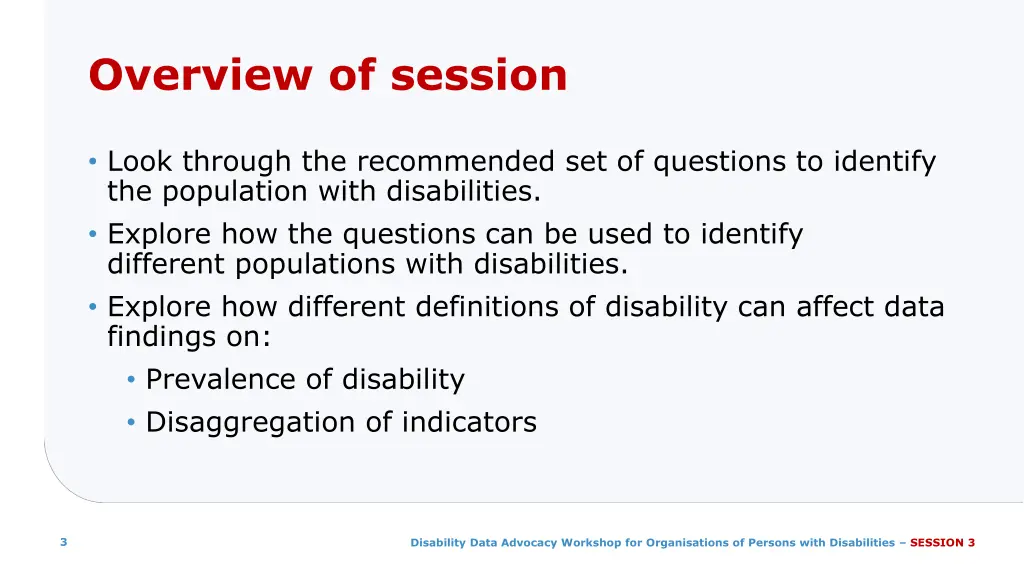 overview of session