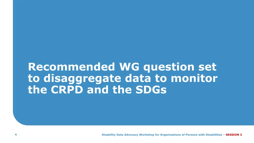 recommended wg question set to disaggregate data