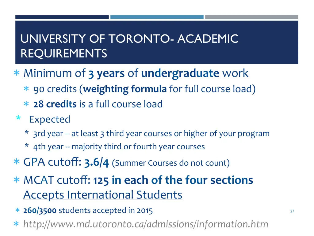 university of toronto academic requirements