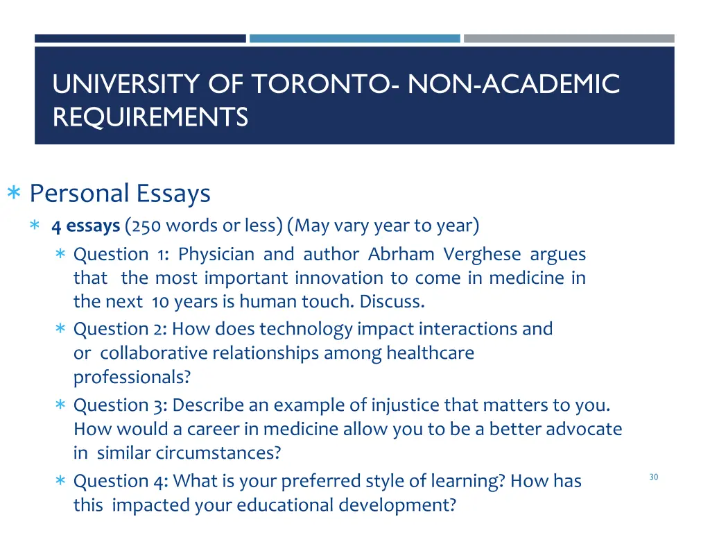 university of toronto non academic requirements 1