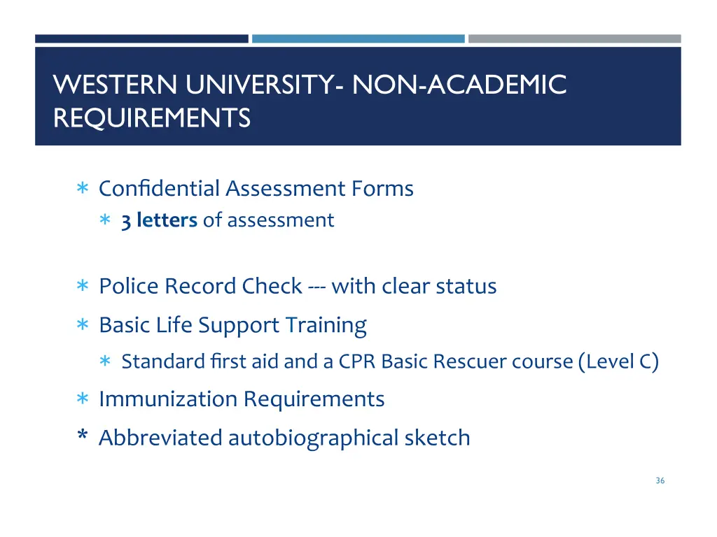 western university non academic requirements