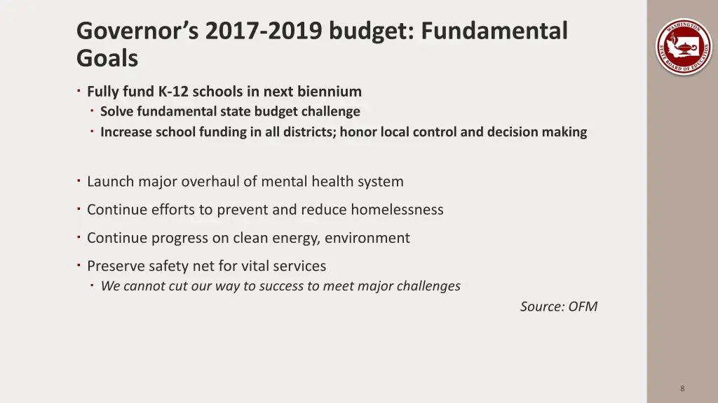 governor s 2017 2019 budget fundamental goals