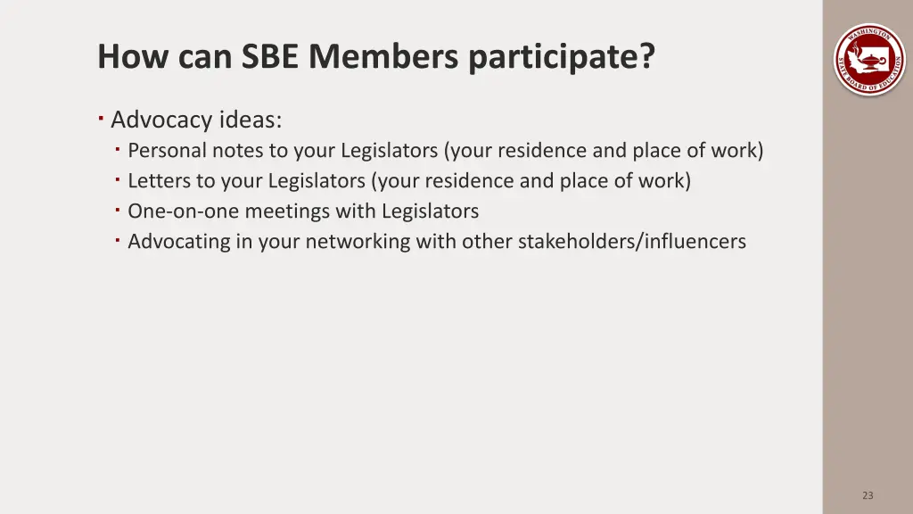 how can sbe members participate 1