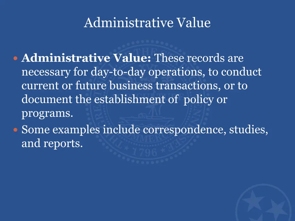 administrative value