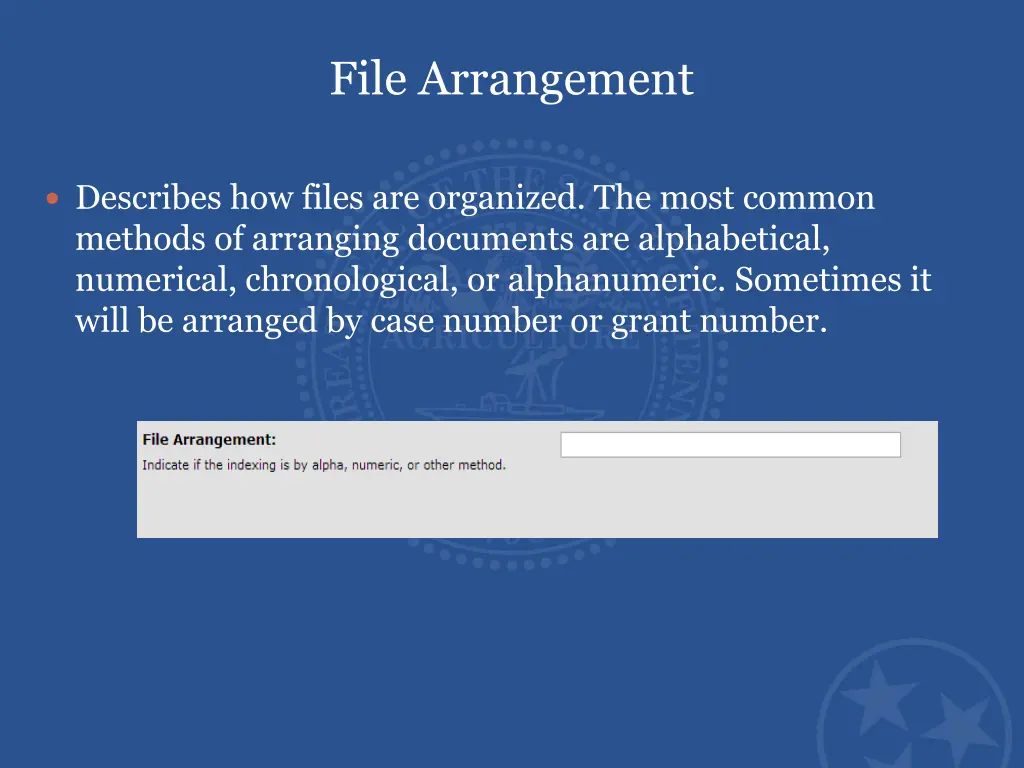 file arrangement