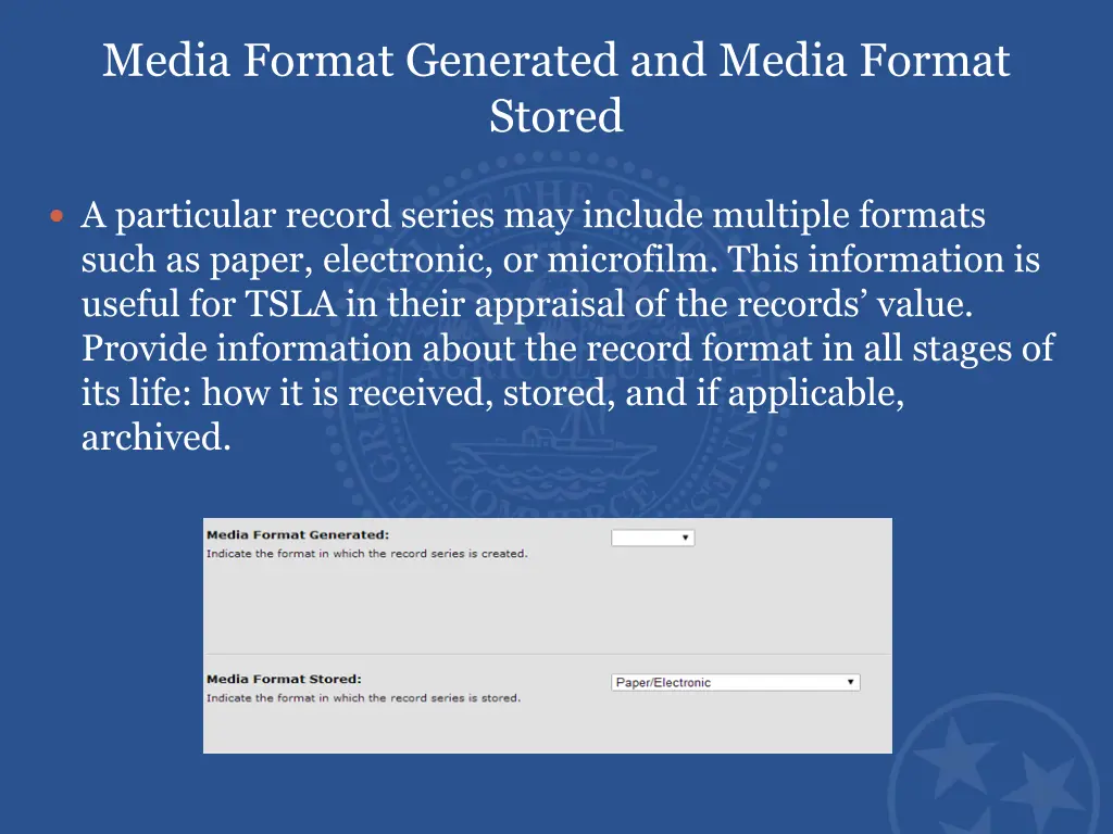 media format generated and media format stored