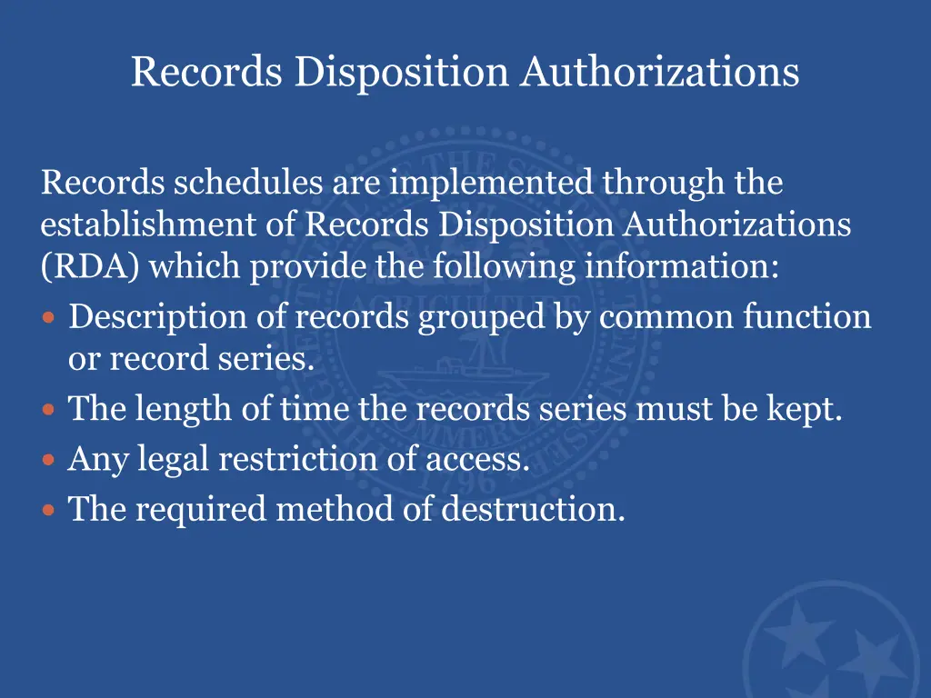 records disposition authorizations