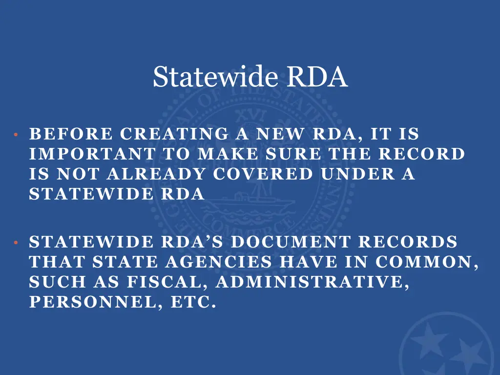 statewide rda