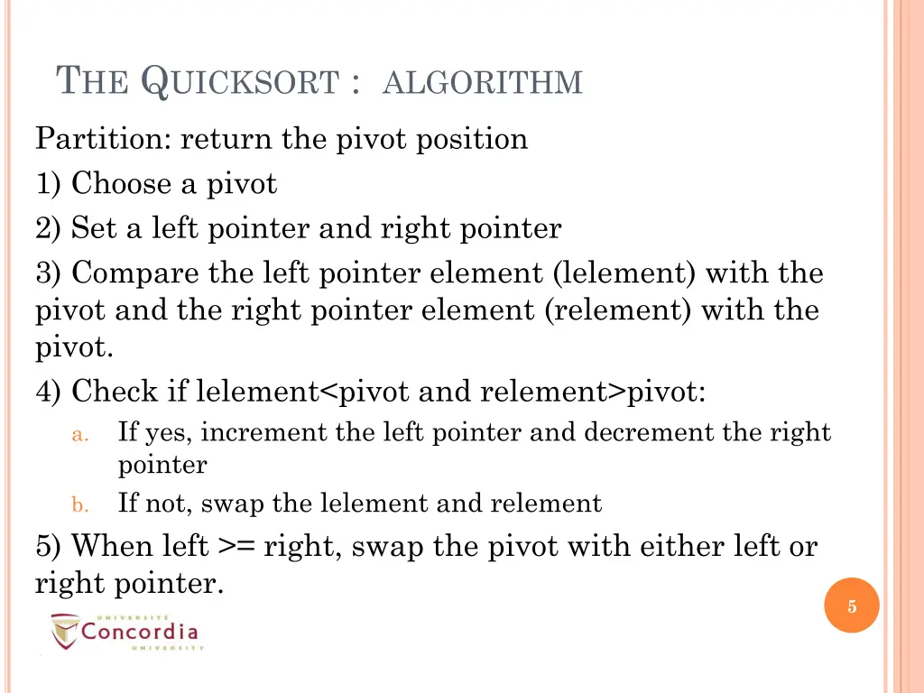 t he q uicksort algorithm