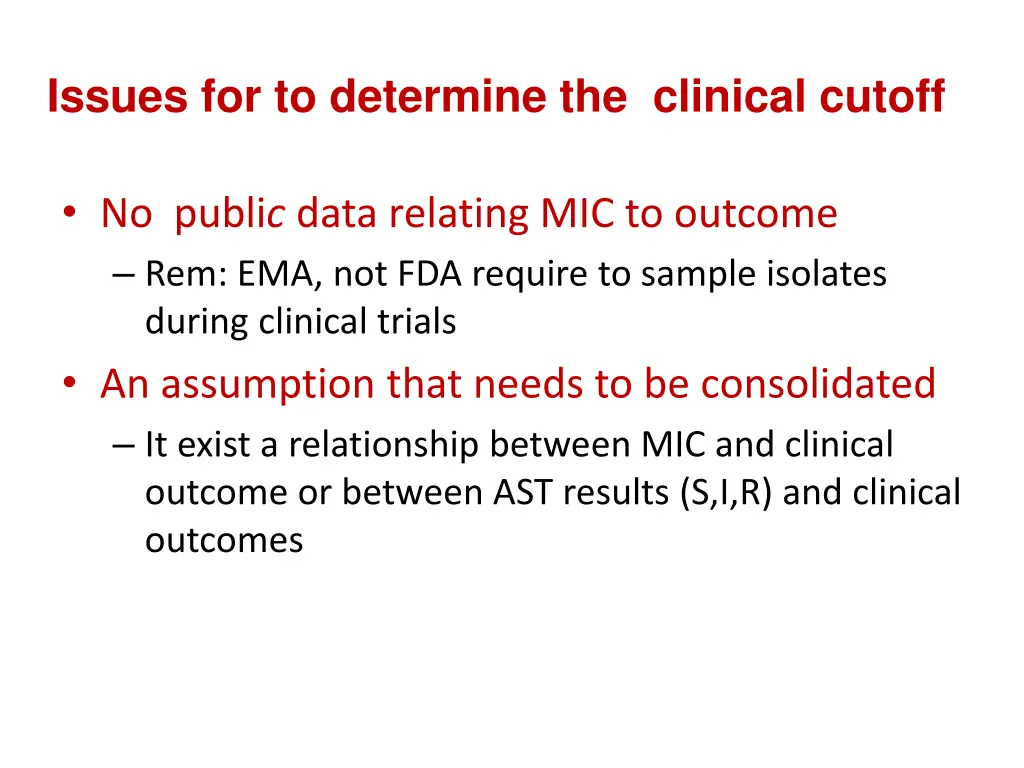 issues for to determine the clinical cutoff