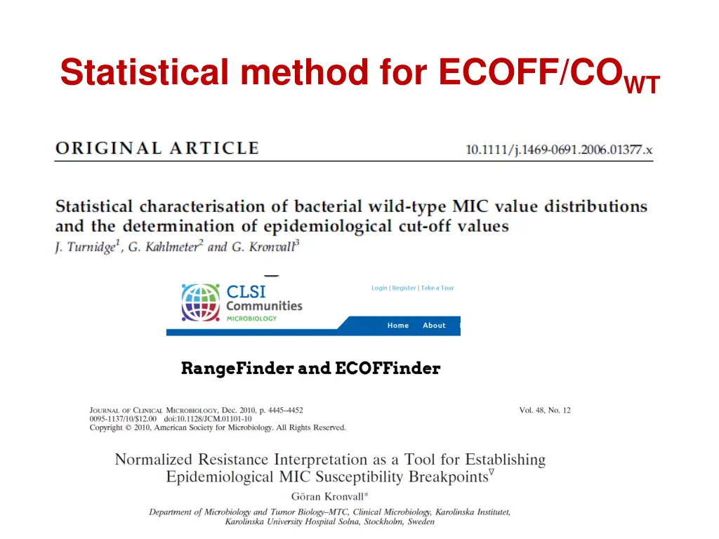 statistical method for ecoff co wt