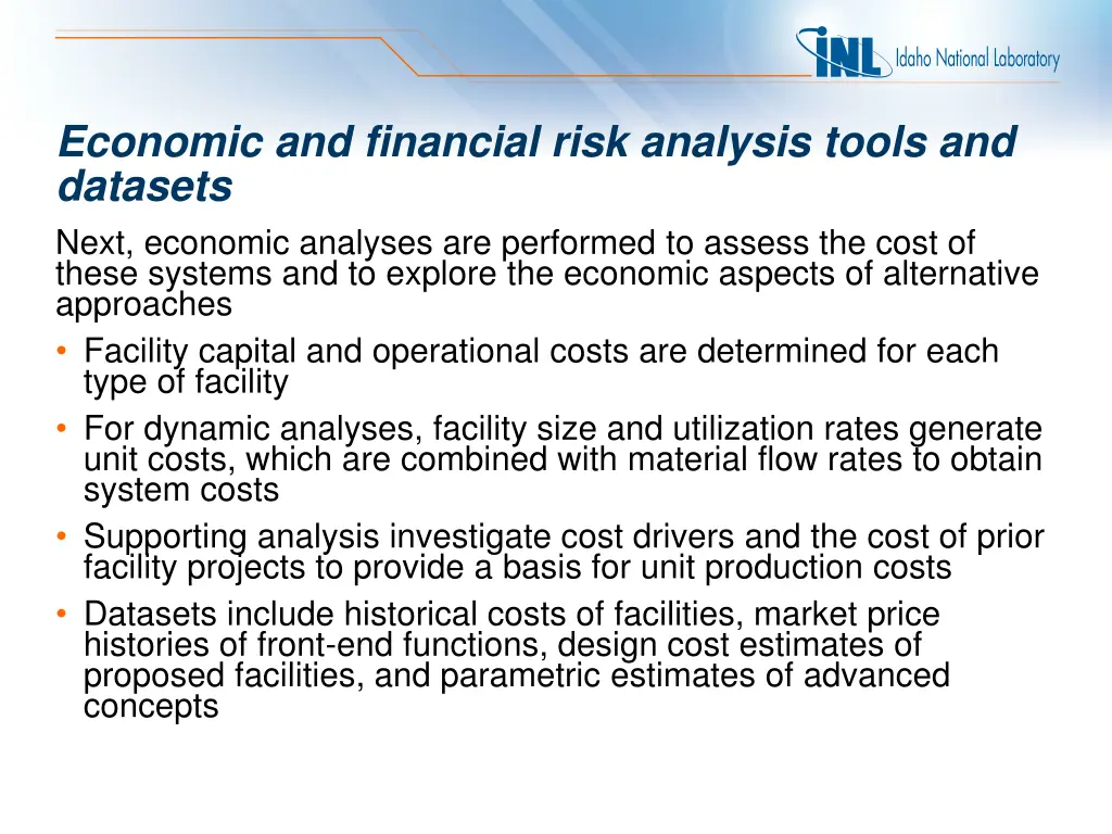 economic and financial risk analysis tools