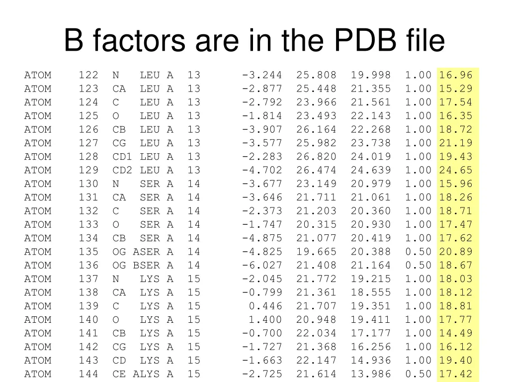 b factors are in the pdb file