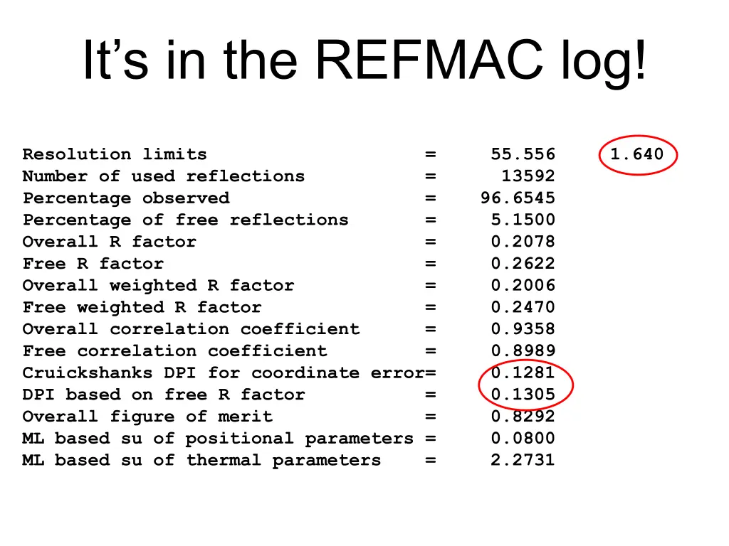 it s in the refmac log