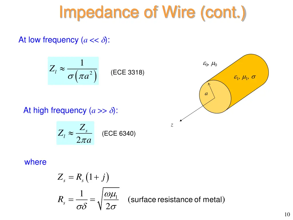 impedance of wire cont 7