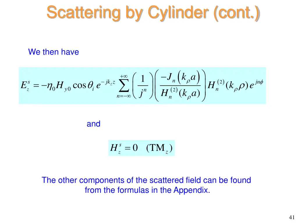 scattering by cylinder cont 3