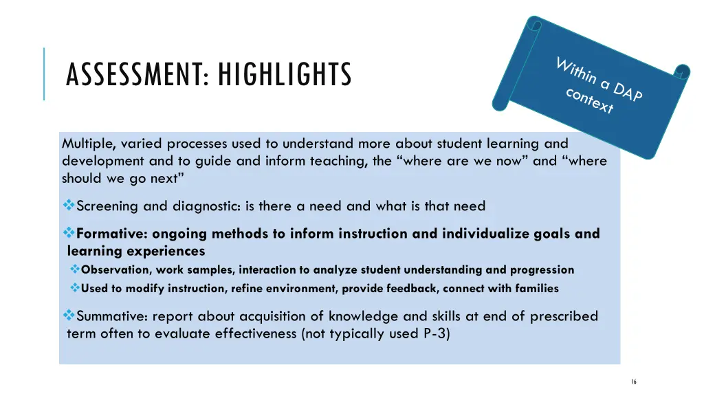 assessment highlights