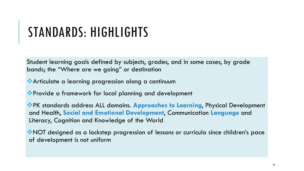 standards highlights