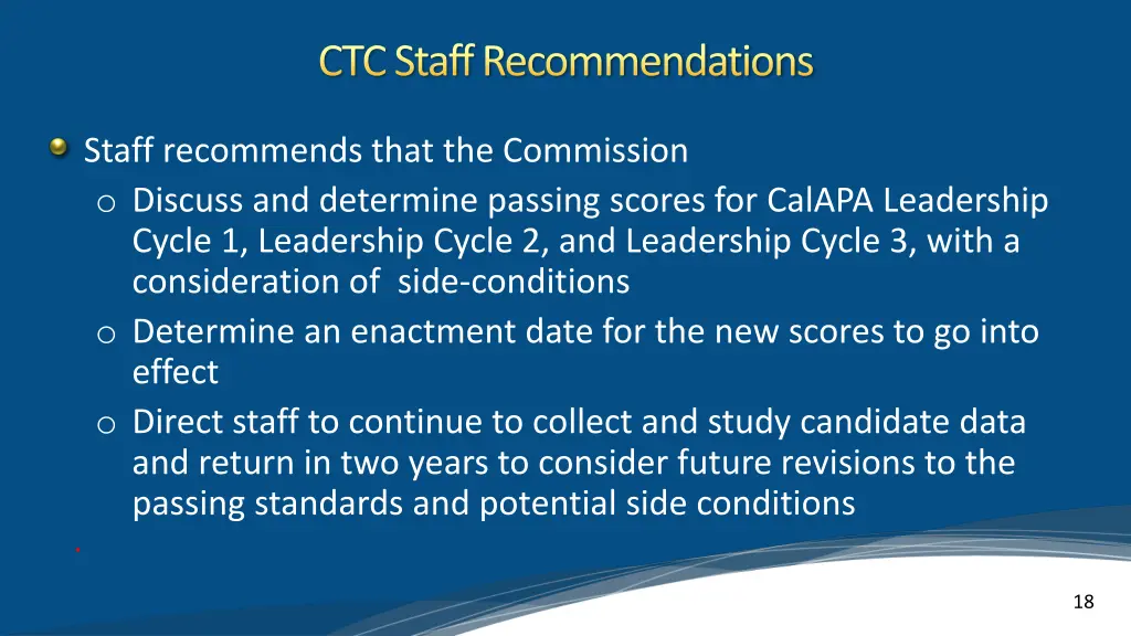 ctc staff recommendations