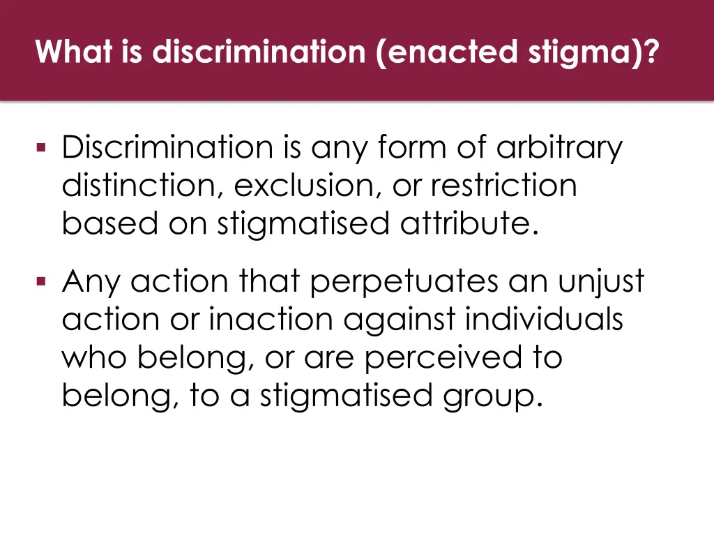 what is discrimination enacted stigma