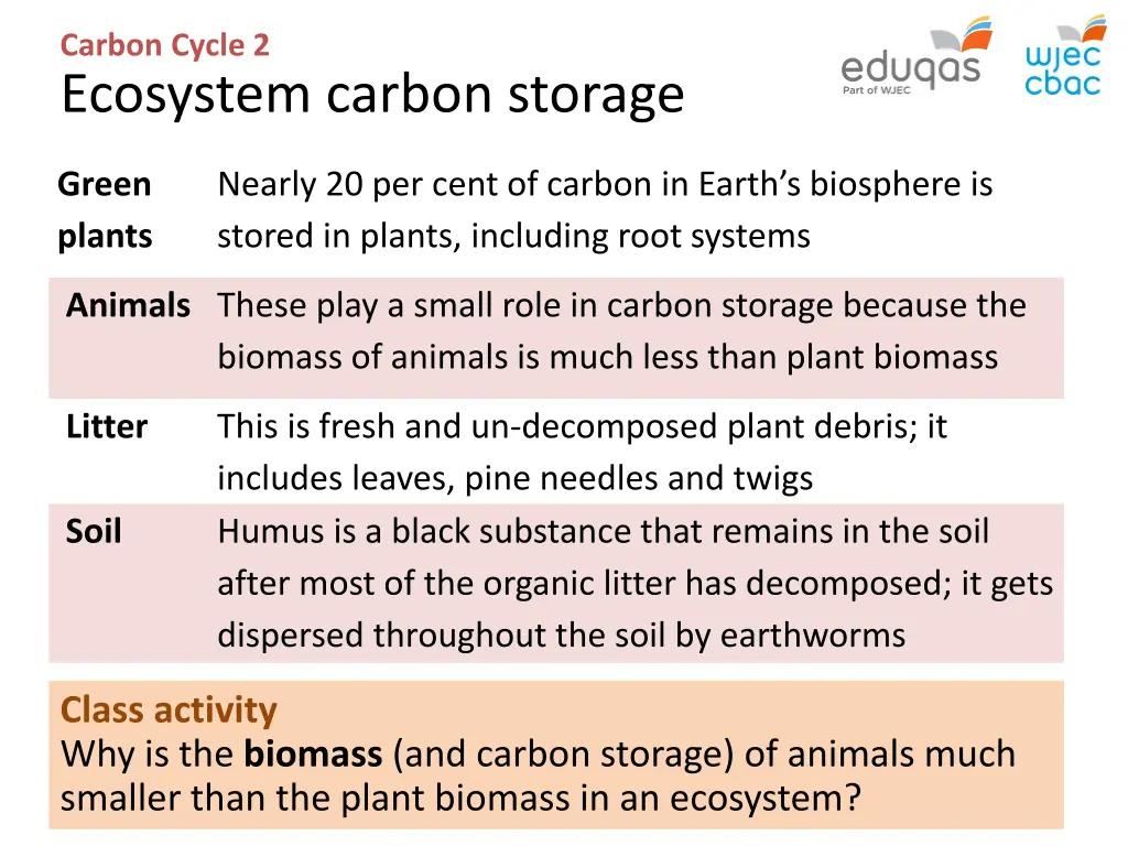 carbon cycle 2 ecosystem carbon storage 1