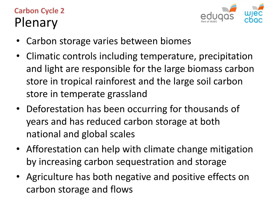 carbon cycle 2 plenary carbon storage varies