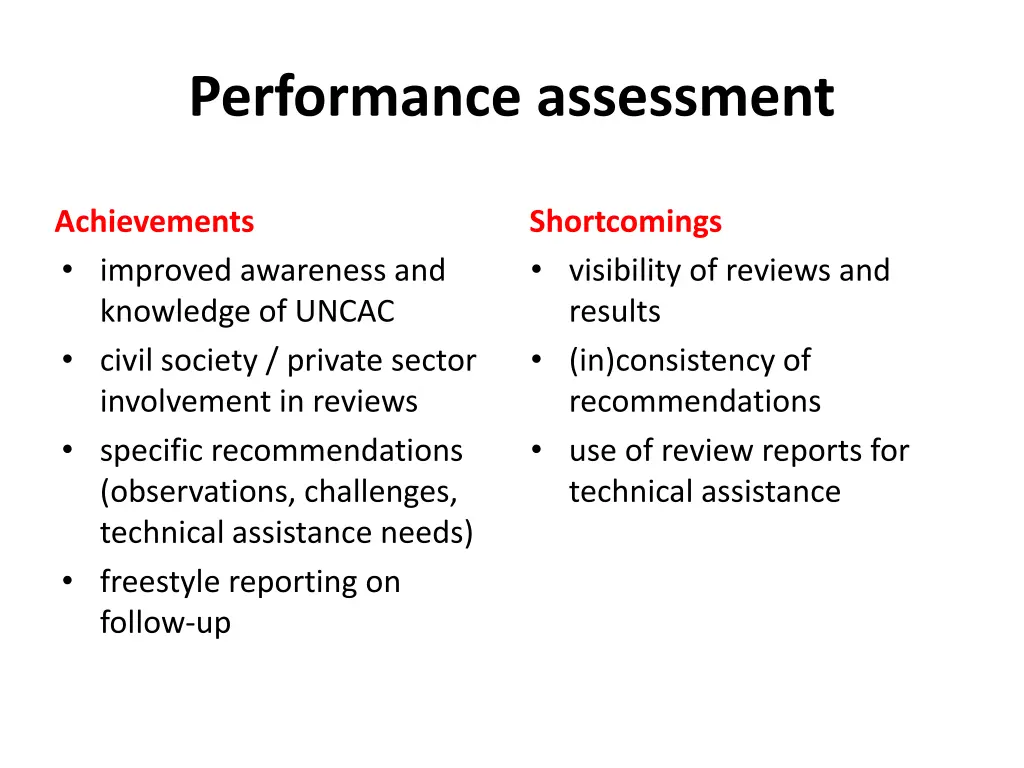 performance assessment