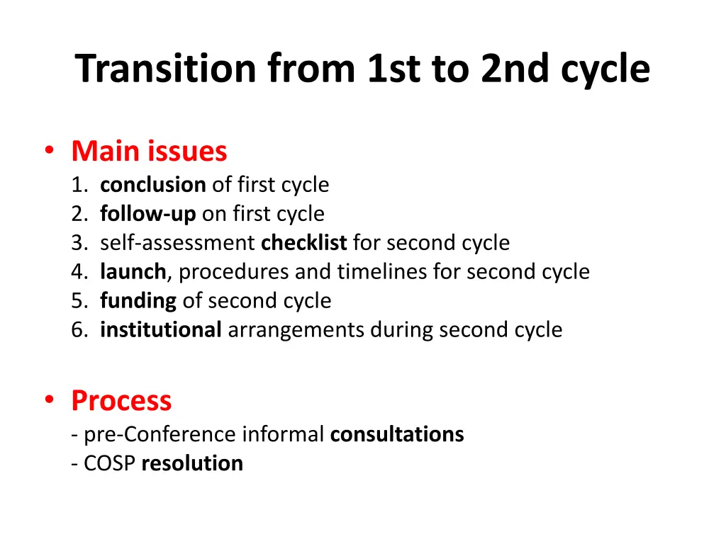 transition from 1st to 2nd cycle