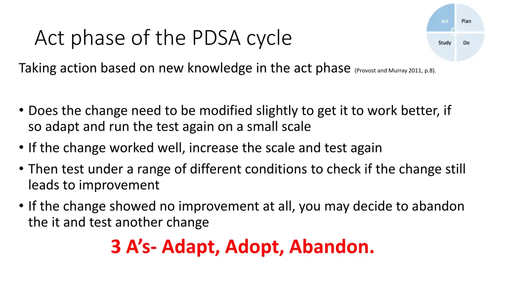 act phase of the pdsa cycle