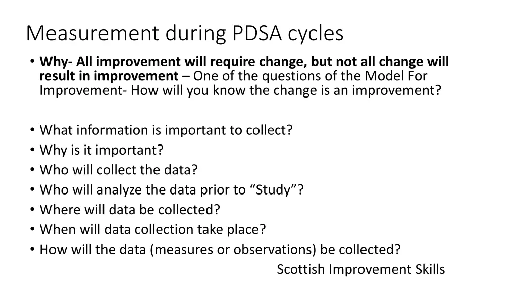 measurement during pdsa cycles