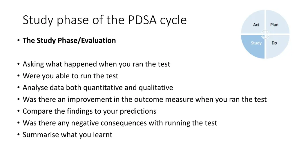 study phase of the pdsa cycle