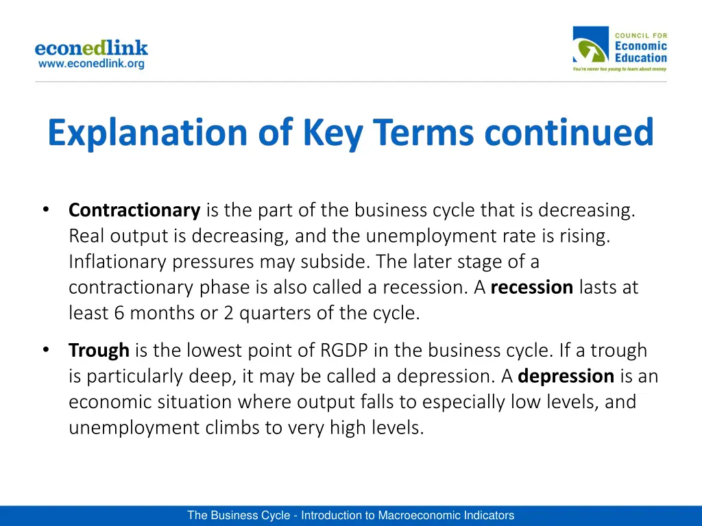 contractionary is the part of the business cycle