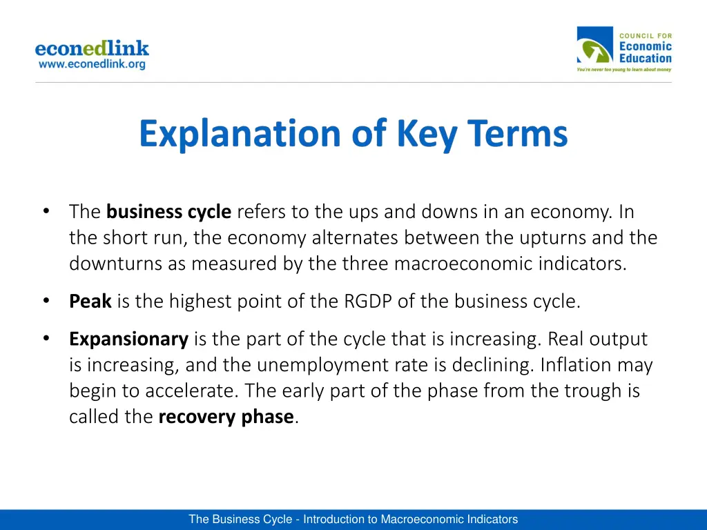 the business cycle refers to the ups and downs