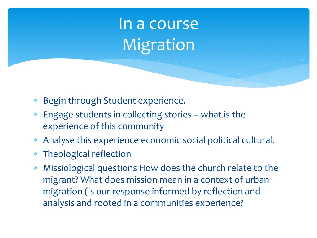 in a course migration