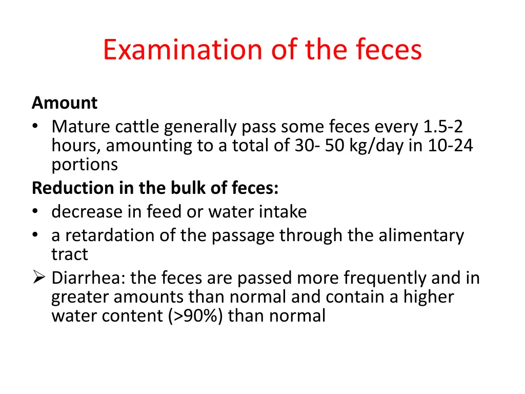 examination of the feces