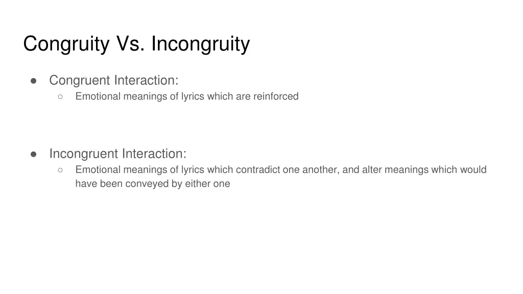 congruity vs incongruity