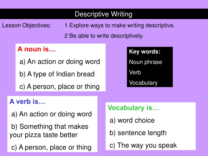 descriptive writing