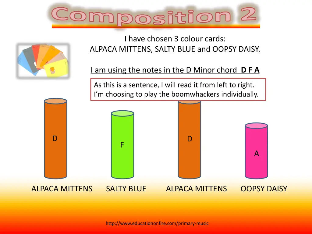 composition 2 i have chosen 3 colour cards alpaca