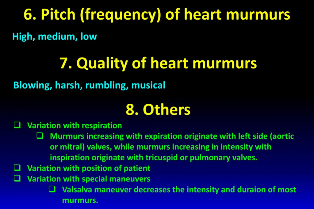 6 pitch frequency of heart murmurs