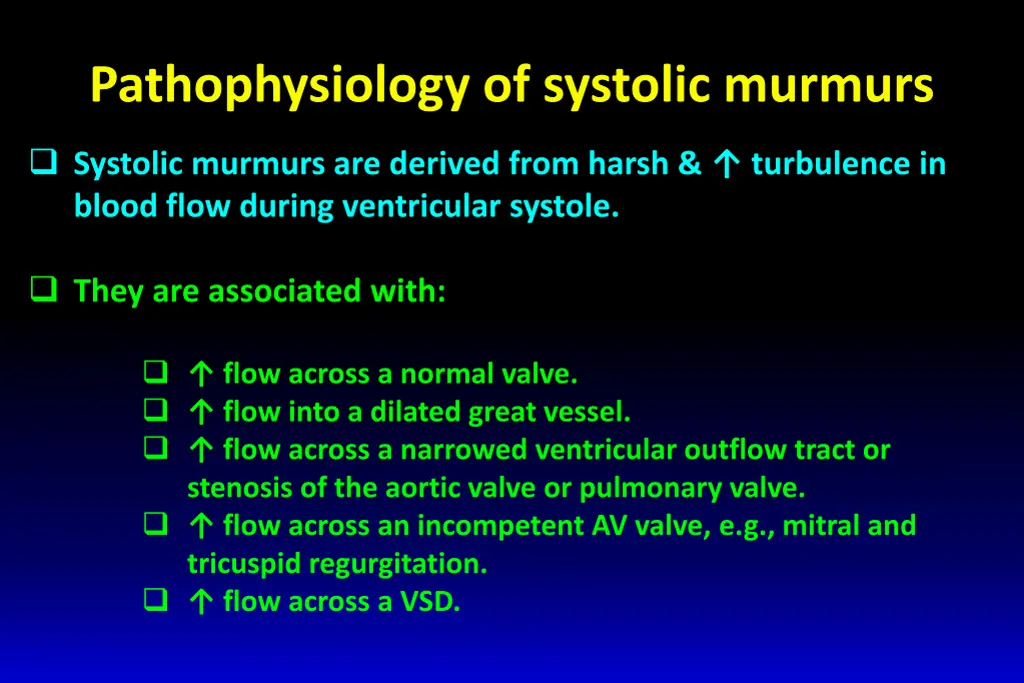 pathophysiology of systolic murmurs