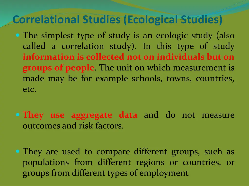 correlational studies ecological studies