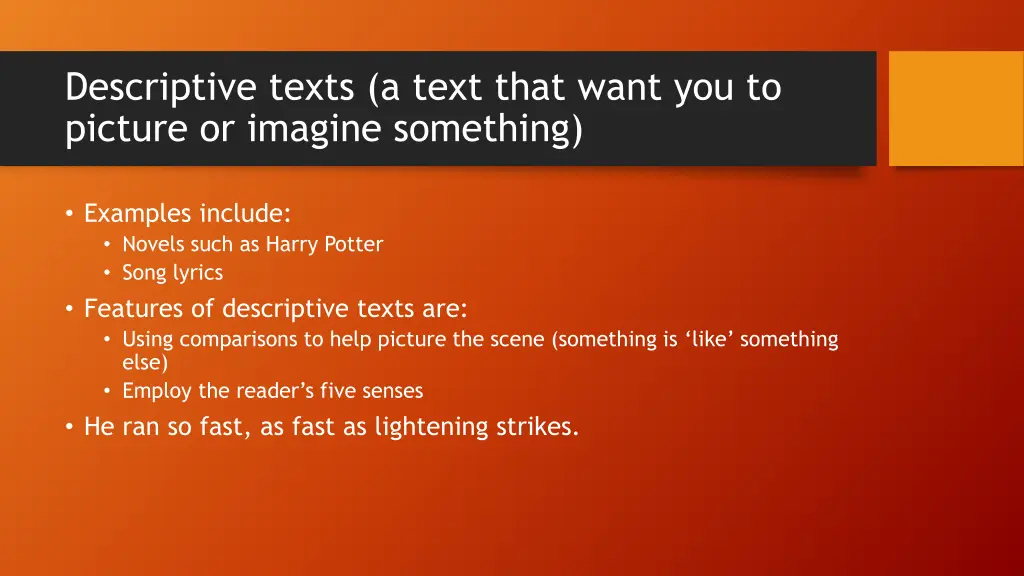 descriptive texts a text that want you to picture